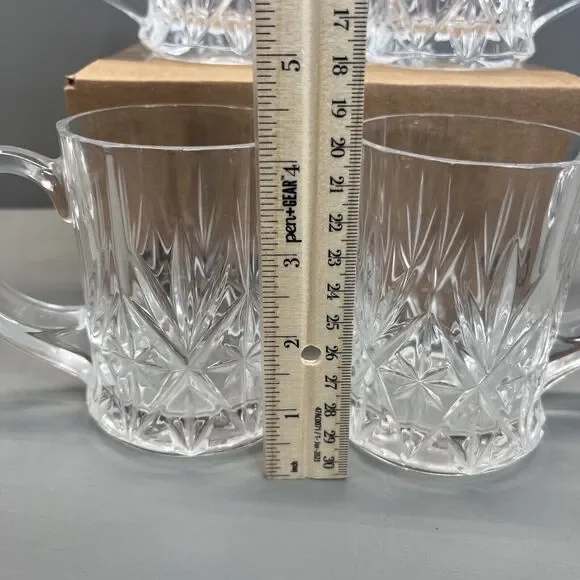 CRISTAL D'ARQUES DURAND Chantilly Taille Beaugency MUG Glass SET Coffee Set 4 - Picture 3 of 7
